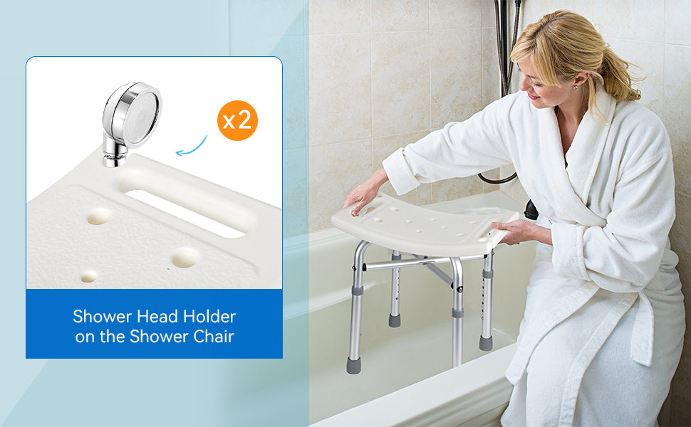Shower Bench Shower Chair for Bathroom Bathtub with Adjustable Height X-Supports Legs, 350 lb Capacity Slip Resistant 
