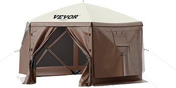 6-Sided Pop-Up Camping Gazebo Canopy Shelter – Spacious Outdoor Screen House for Camping, Picnics & Backyard Gatherings