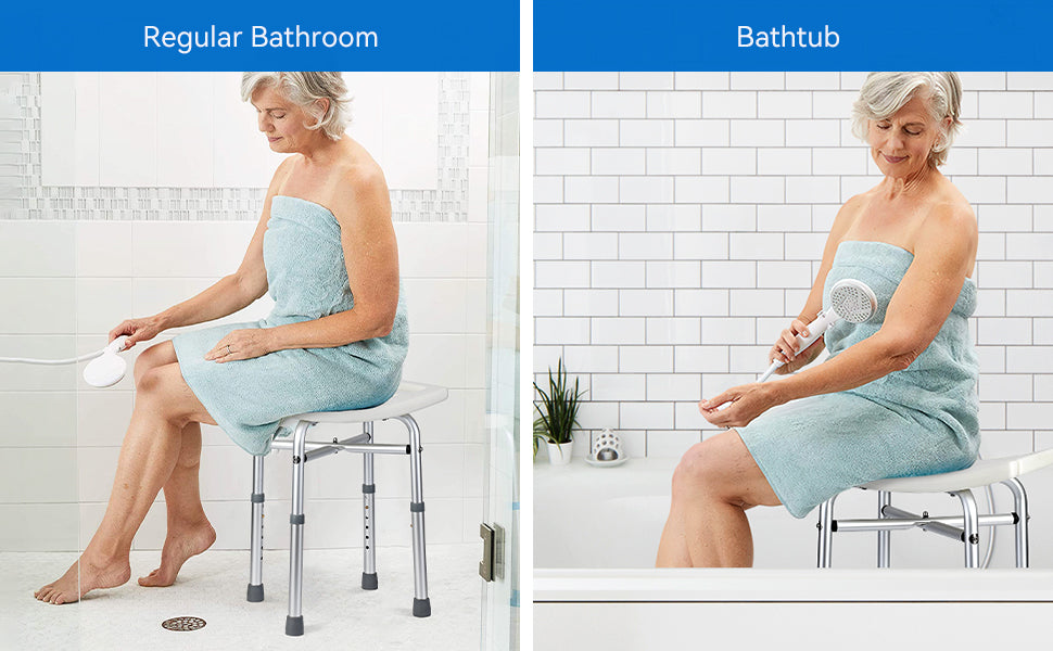 Shower Bench Shower Chair for Bathroom Bathtub with Adjustable Height X-Supports Legs, 350 lb Capacity Slip Resistant 