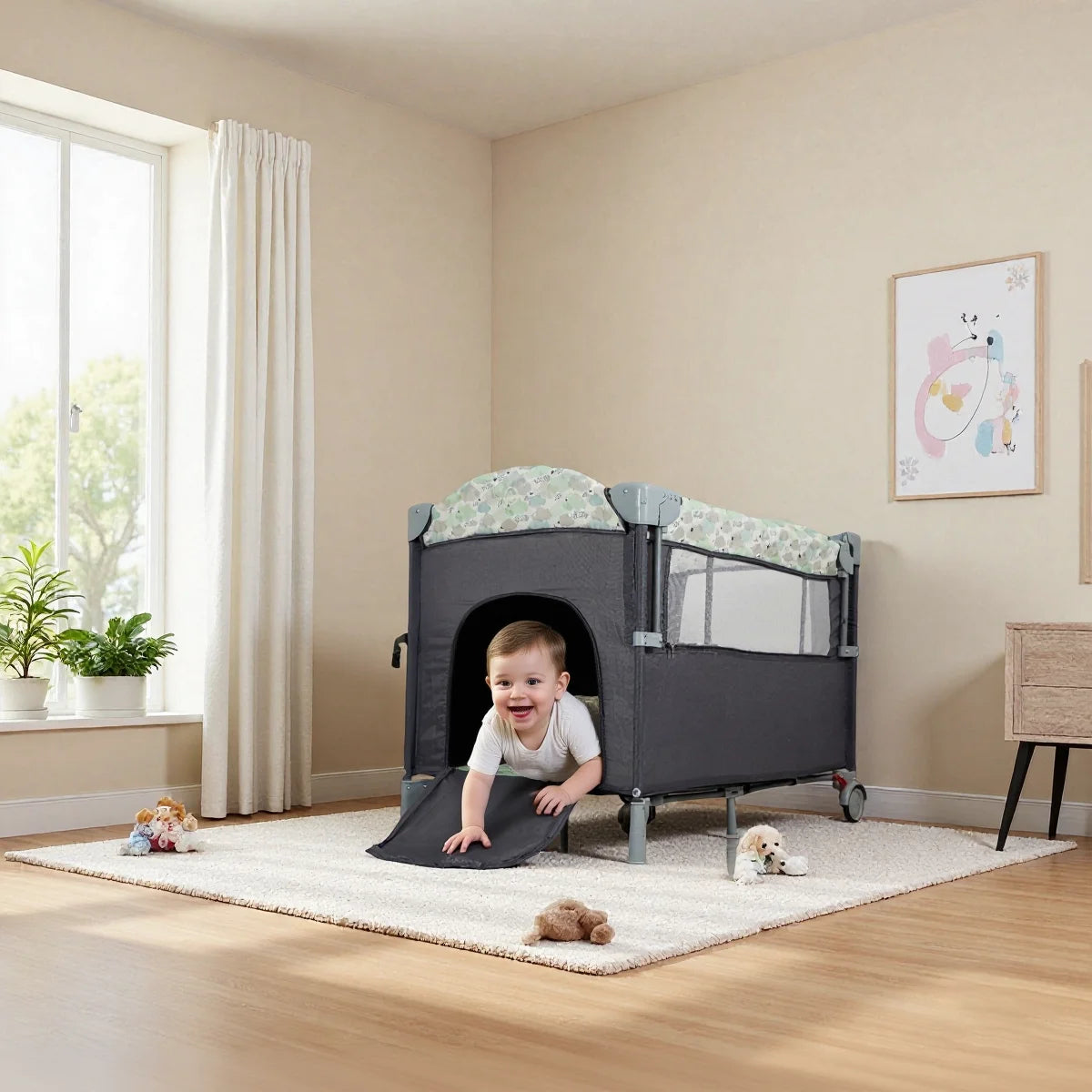 Baby Bassinet Bedside Sleeper & Portable Play Yard with Changing Station
