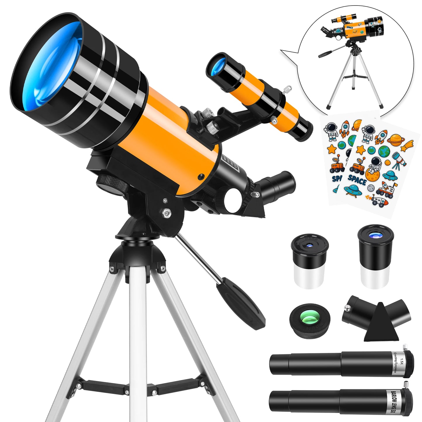 150X70mm Astronomical Telescope for Adults & Beginners .Portable Refractor Telescope with Tripod Description: