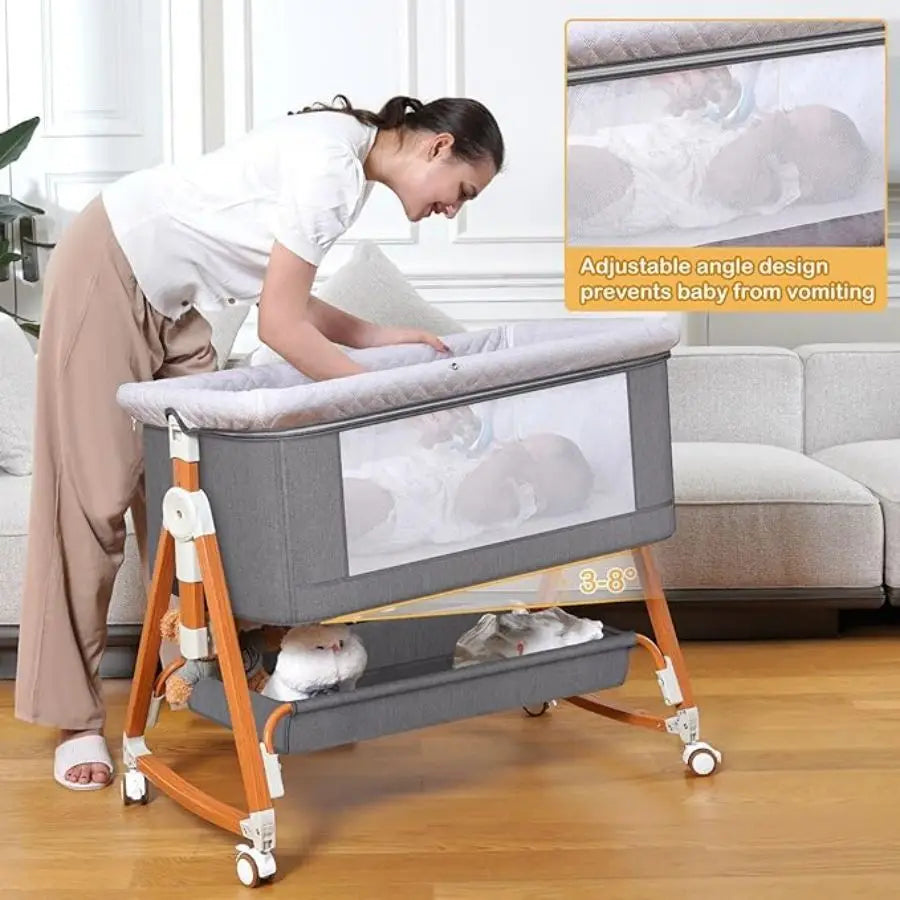 3-in-1 Baby Bassinet Bedside Sleeper Portable Crib with Adjustable Height