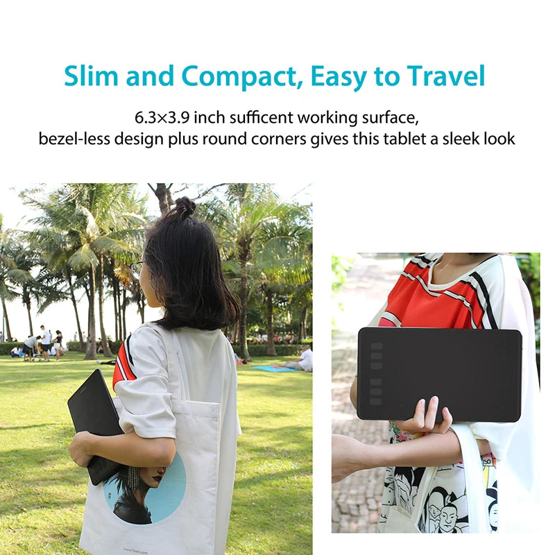 HUION H640P 6x4 inch Digital Tablets Graphic Drawing Pen Tablet 6 Press Keys Stylus Battery-Free Pen for OSU Games Android Mac