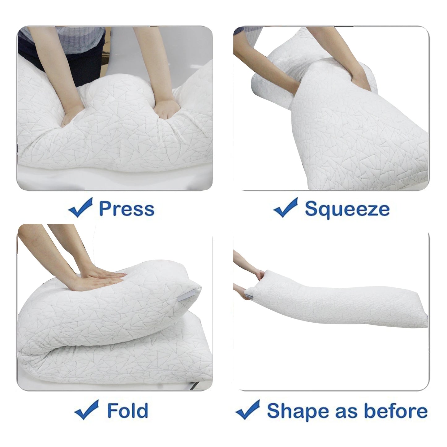 Memory Foam Body Pillow 20x54 Inch Large White for Adults