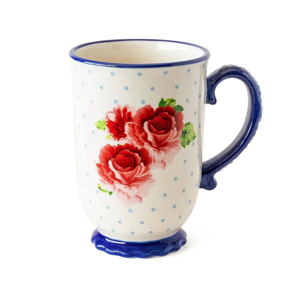 Heritage Floral 4-Piece Mug Set Vintage Coffee Tea Cups Dishwasher Microwave Safe Stoneware Charming Gift Kitchen Essentials