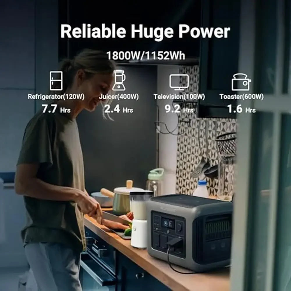 Portable Power Station 1152Wh LiFePO4 Solar Generator