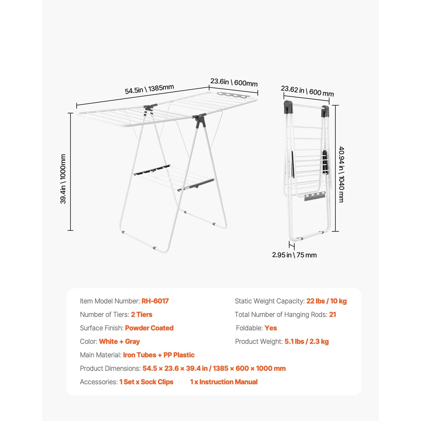 Foldable Clothes Drying Rack. Freestanding Laundry Drying Stand for Indoor & Outdoor Clothes Air Drying