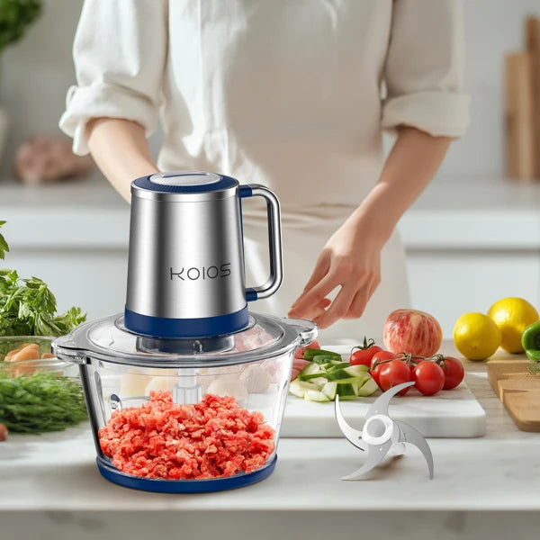 Food Processor & Meat Grinder, 8 Cup Food Processor Mini Electric, 2L 300W Food Chopper for Kitchen