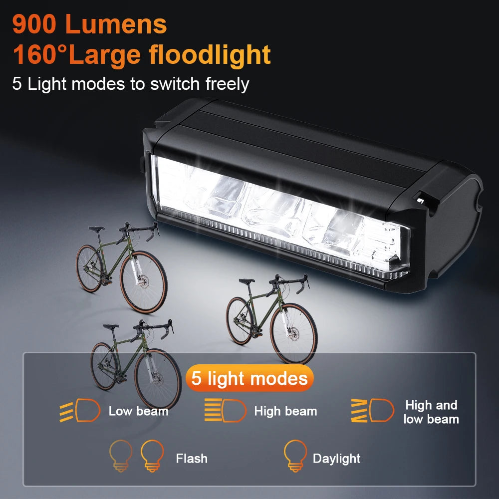 USB Rechargeable Bike Front Light 900 Lumens 2000mAh