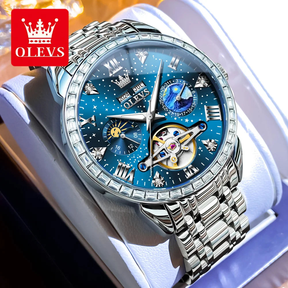 Men’s Mechanical Skeleton Watch – Stainless Steel Luxury Sports Design