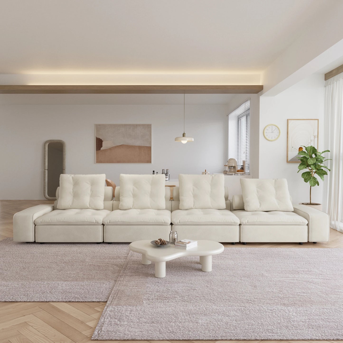 Modular Cloud Sectional Couch Oversized Down Filled Sofa Couches with Chaise Ottoman Adjustable Backrest Couch For Living Room