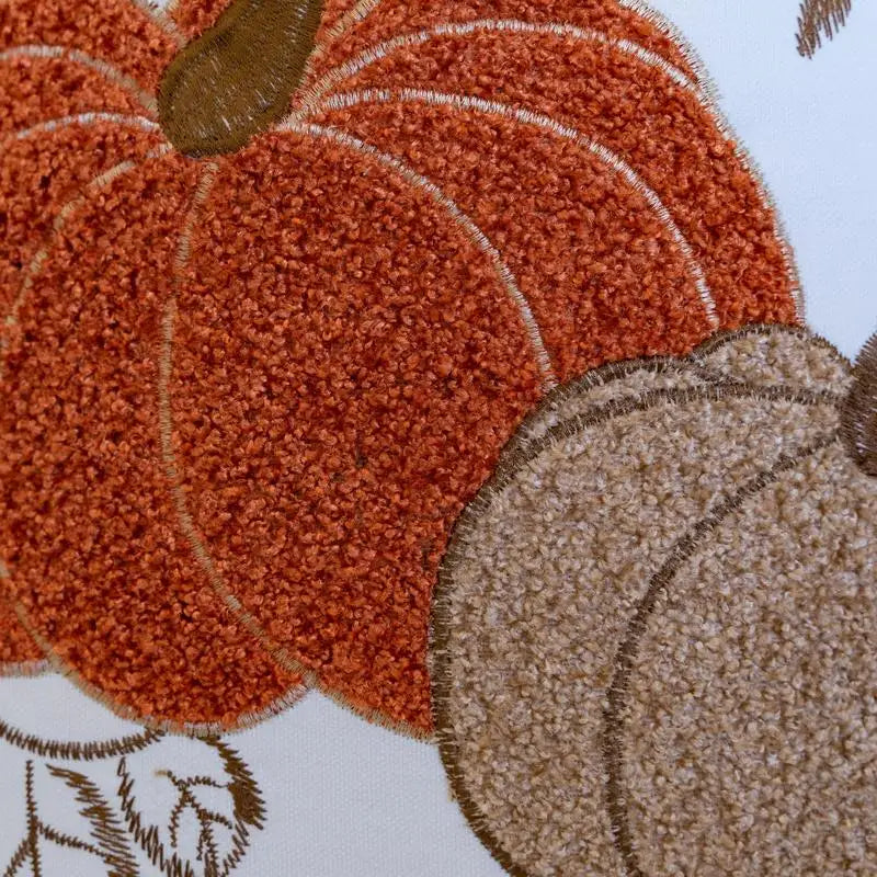 Autumn Harvest Pumpkin Embroidered Throw Pillow Cozy Farmhouse Fall Accent Cushion