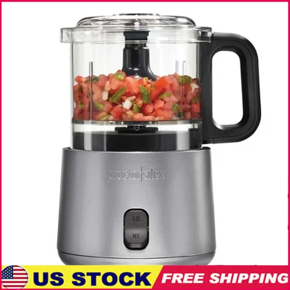 Electric Food Chopper 3.5 Cup Vegetable Processor Stackable Design Stainless Steel Blades 350W Dishwasher Safe Easy Cleanup