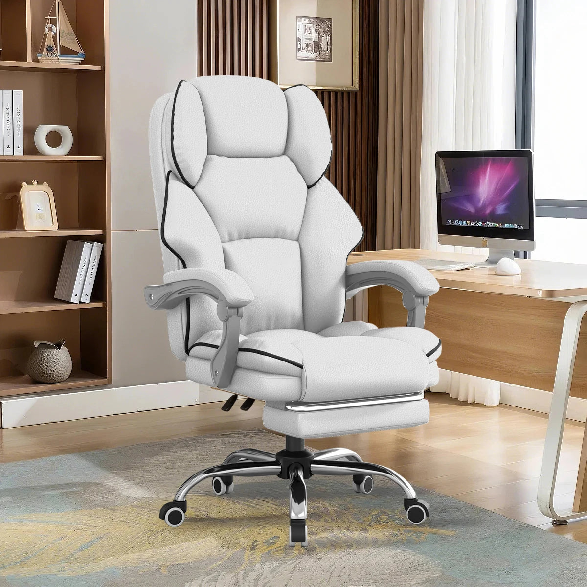 Executive Office Chair High Back Computer Gaming Chairs Leather Desk Chair with Foot Rest Ergonomic Swivel Work Chairs
