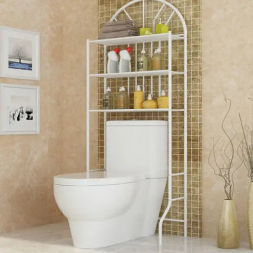 White 3-Tier Toilet Shelf Bathroom Towel Rack Metal Organizer Shelf Over Freestanding Storage For Bathroom