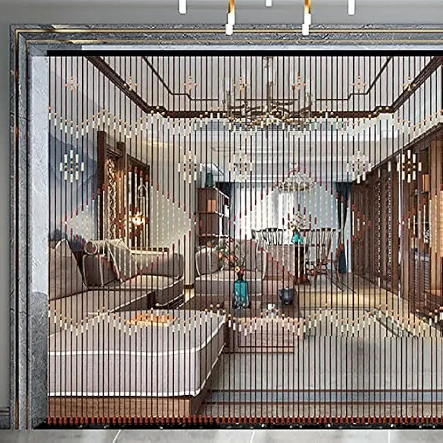Wooden Bead Door Curtain. Boho Hanging Divider for Doorways & Closets