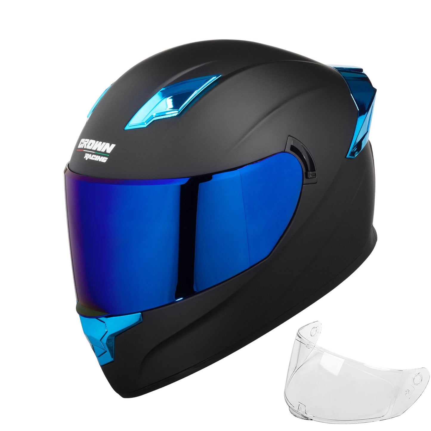 Crown Racing F-700 Full Face Motorcycle Helmet | Adult DOT-Style Street & Sport Bike Helmet with Tinted Visor