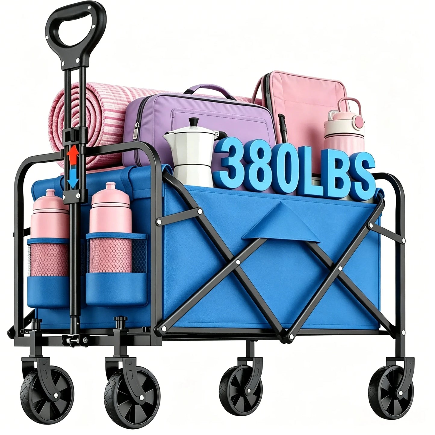 380 lb Heavy-Duty Folding Utility Wagon with All-Terrain Wheels