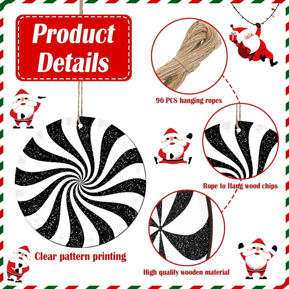 60 Pcs Christmas Glitter Candy Ornaments - Cane and Lollipop Hanging Decorations,