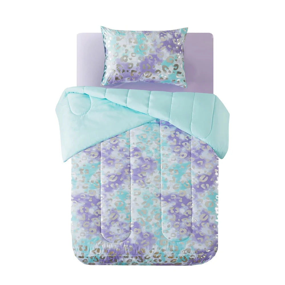 Kids Twin Cheetah Bedding Set 5 Piece Reversible Comforter
