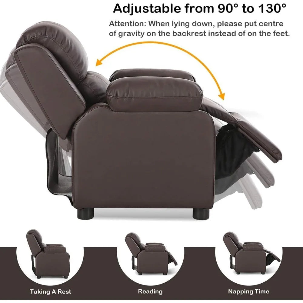 Kids Recliner Sofa Leather Armchair Couch with Footrest And Headrest for Living Room Nursery Gaming Reclining Chair Birthdays