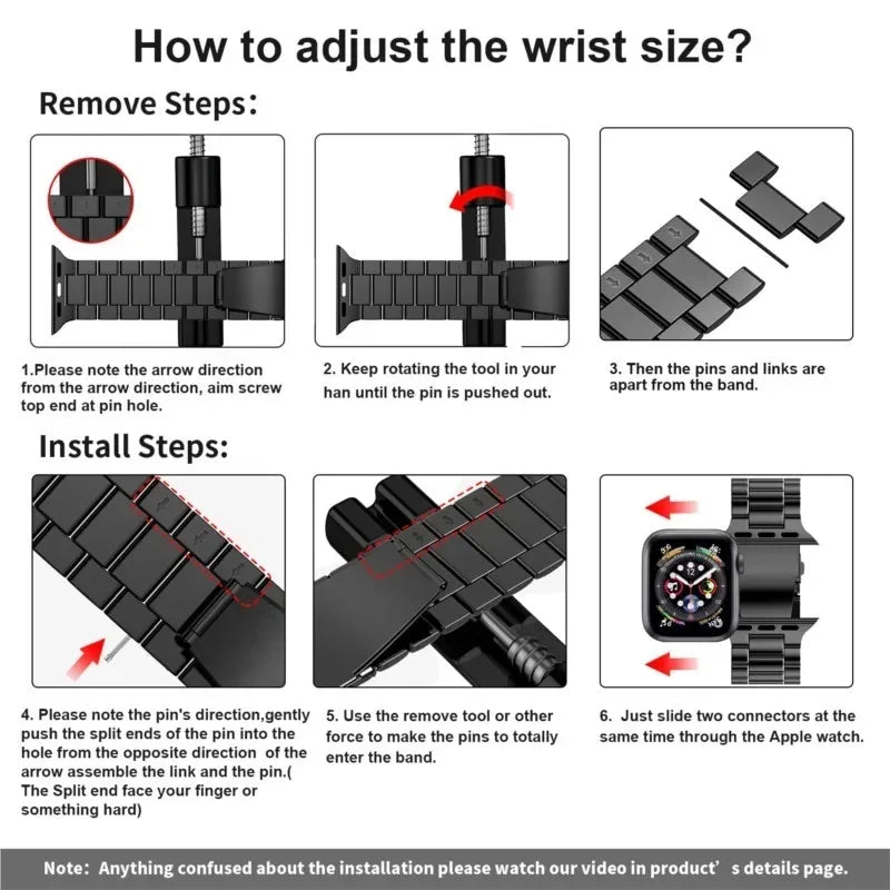 Premium Stainless Steel Apple Watch Band .Luxury Metal Replacement Strap