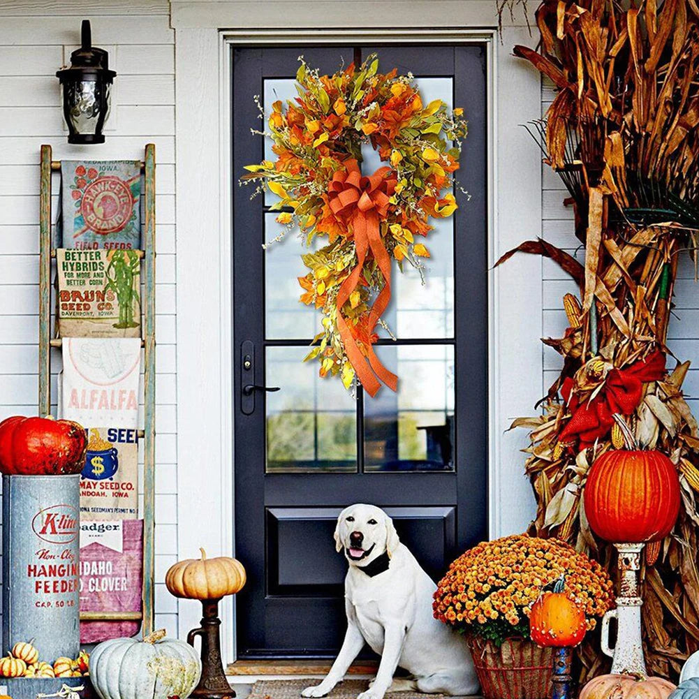 Thanksgiving Farmhouse Wreath Maple Leaf Autumn Decor