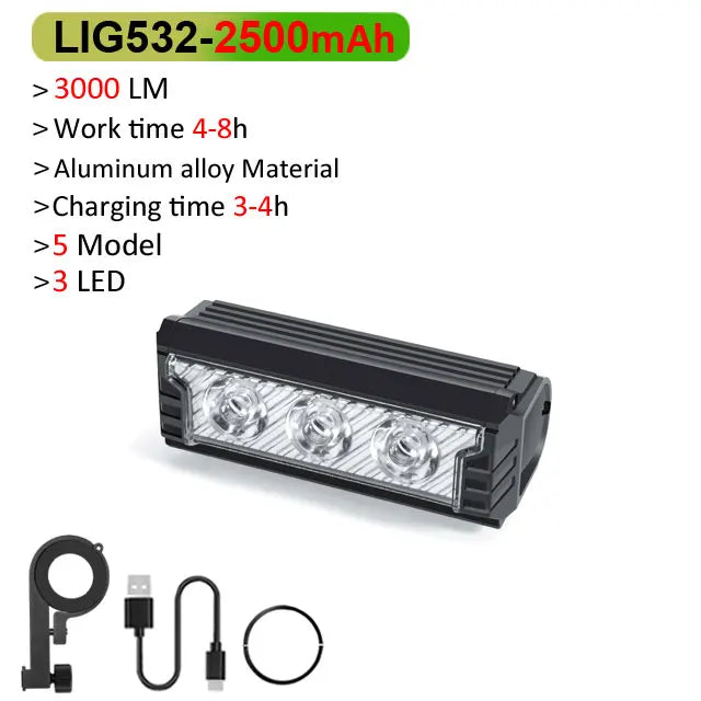 Newboler Bicycle Front Light 3000 Lumen 3600mAh Waterproof