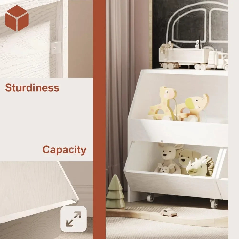 Kids Toy Storage Cabinet With Two Movable Drawers Bookcase