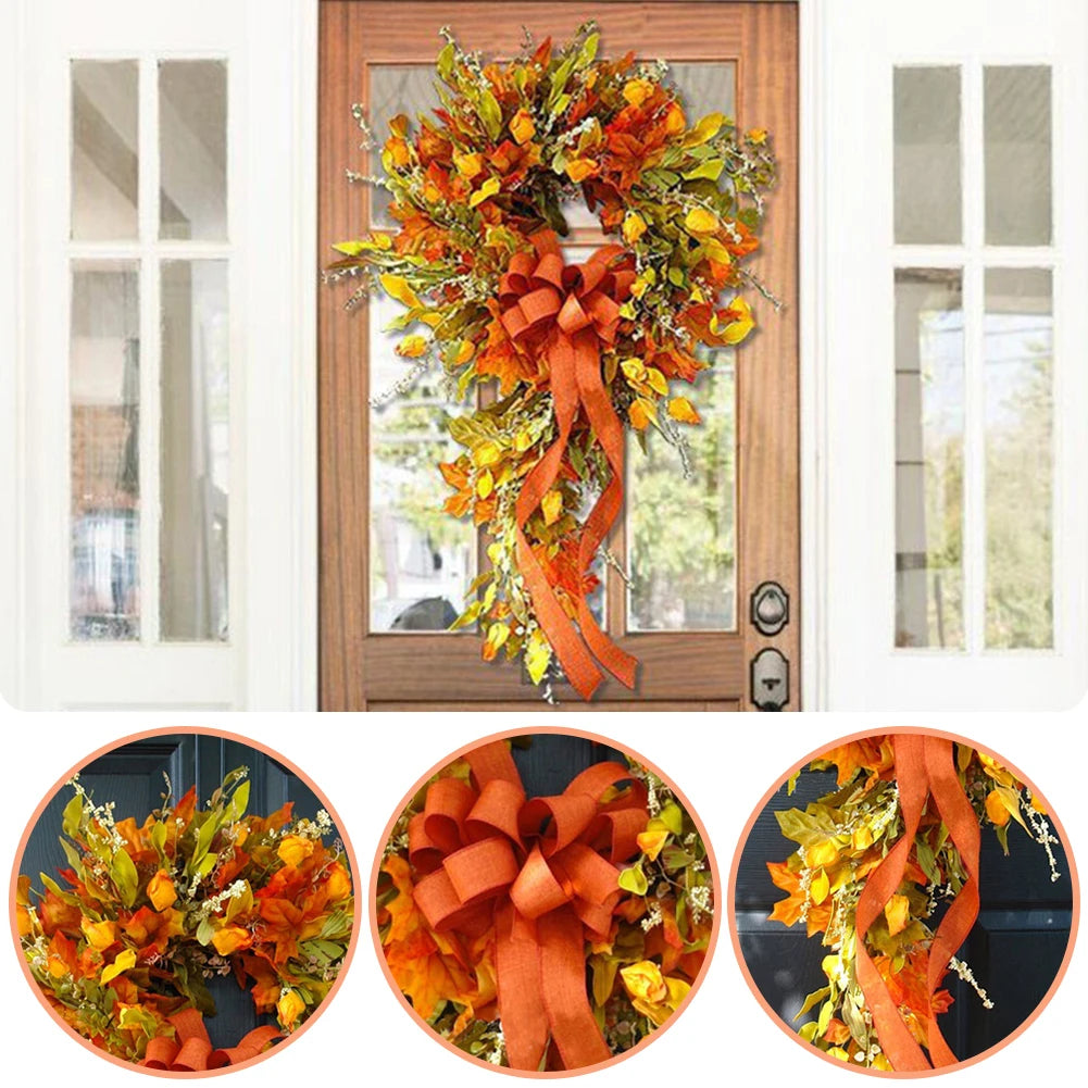 Thanksgiving Farmhouse Wreath Maple Leaf Autumn Decor