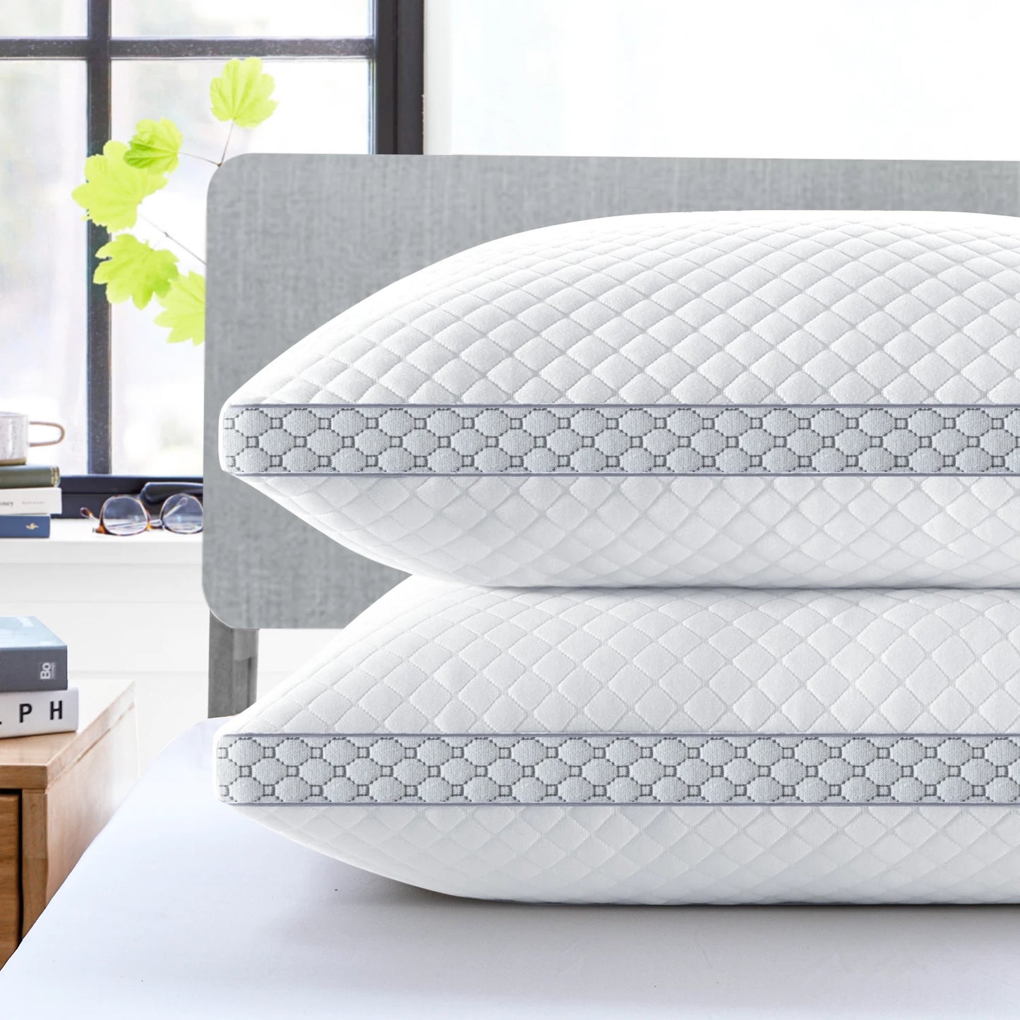 BedStory Pillow Set Of 2 Knitted Cover Down Alternative