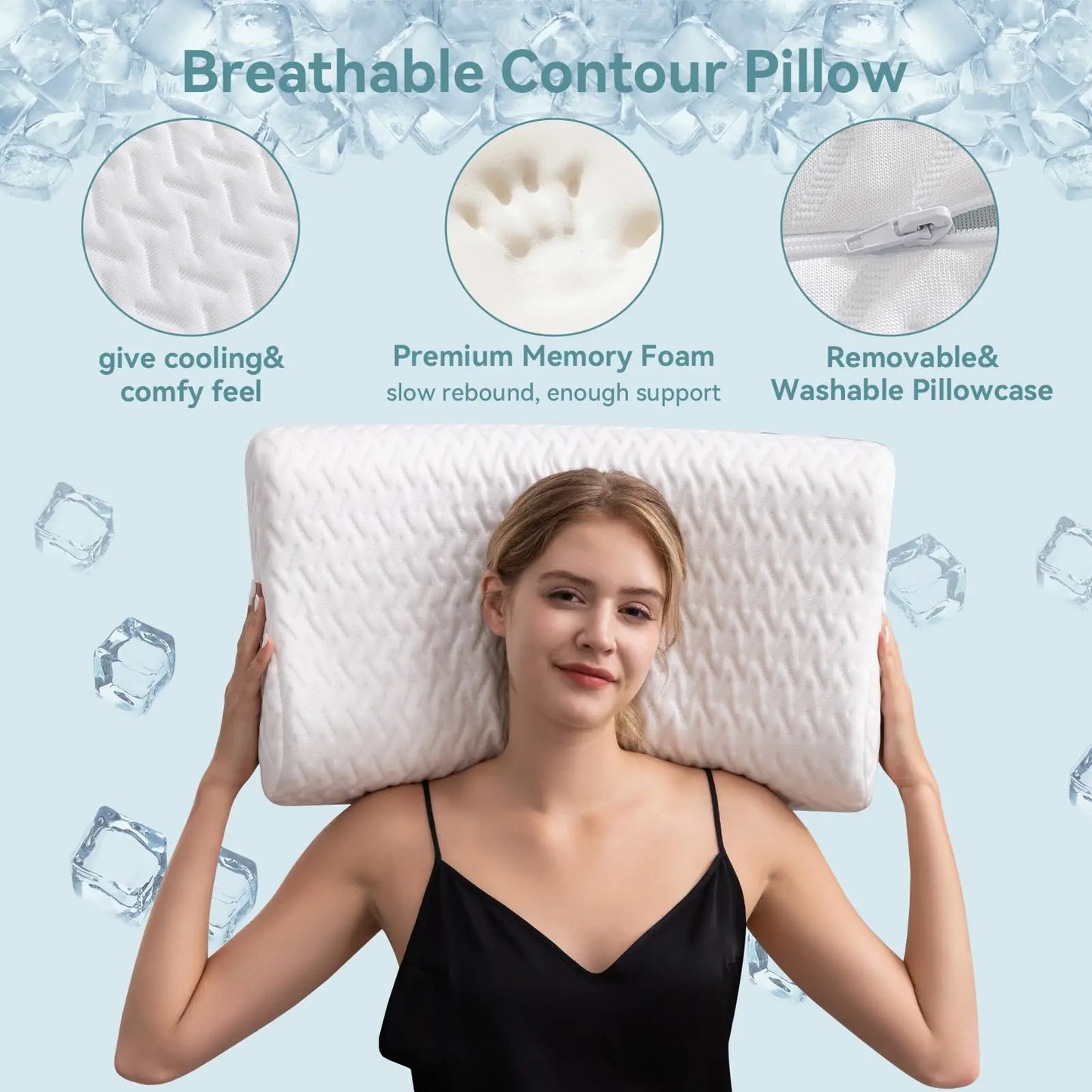 Hcore Ergonomic Memory Foam Pillow For Neck Pain Relief