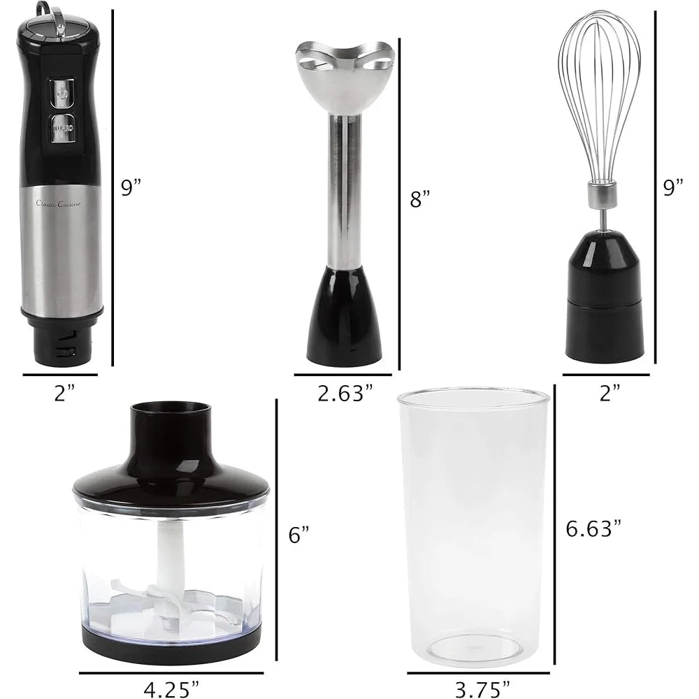 4 In 1 Immersion Blender Set 6 Speed Hand Mixer Whisk Food Processor 32oz Beaker Ideal For Soups Milkshakes Salsa
