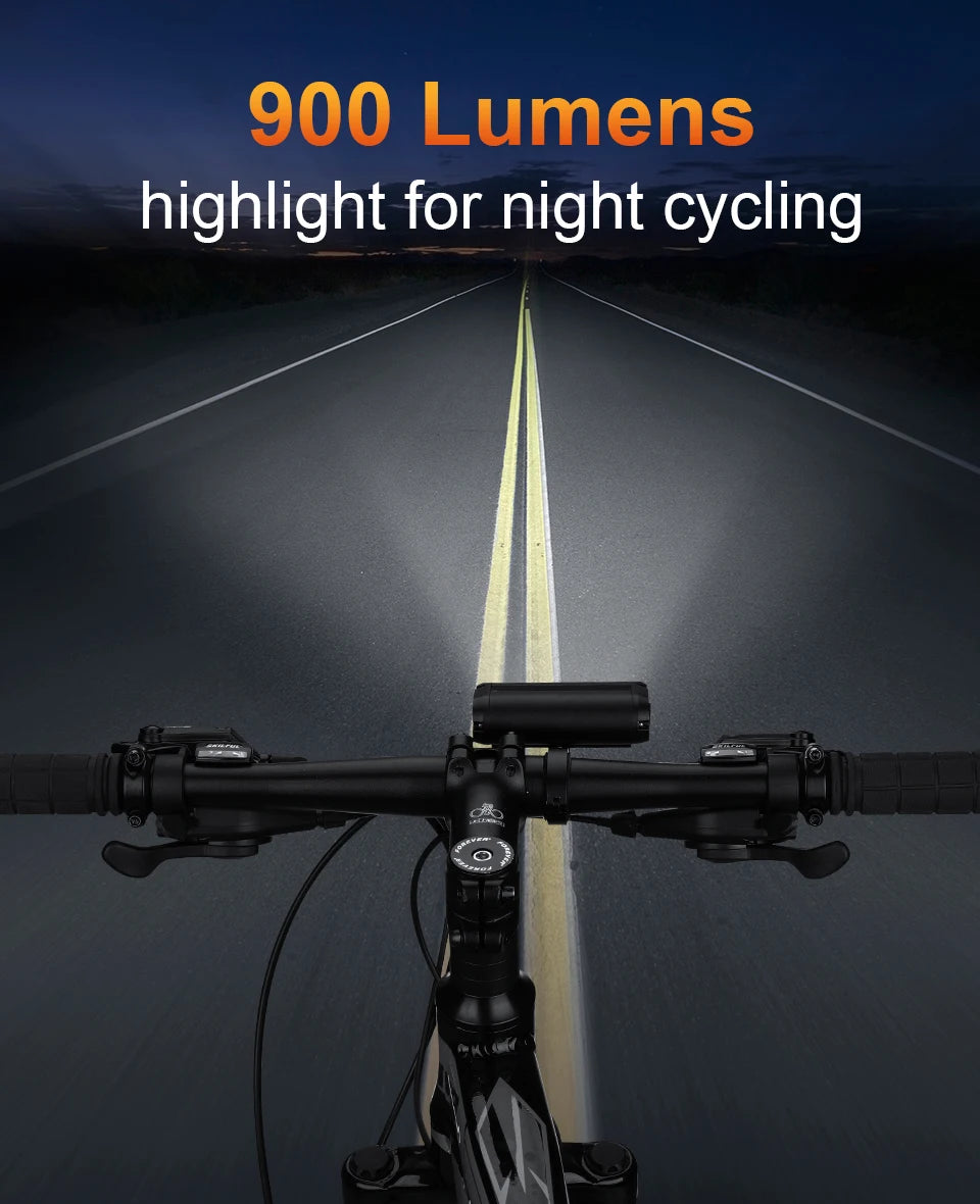 USB Rechargeable Bike Front Light 900 Lumens Cycling Light 2000mAh Bike Lights for Night Riding/Cycling Safety Lamp