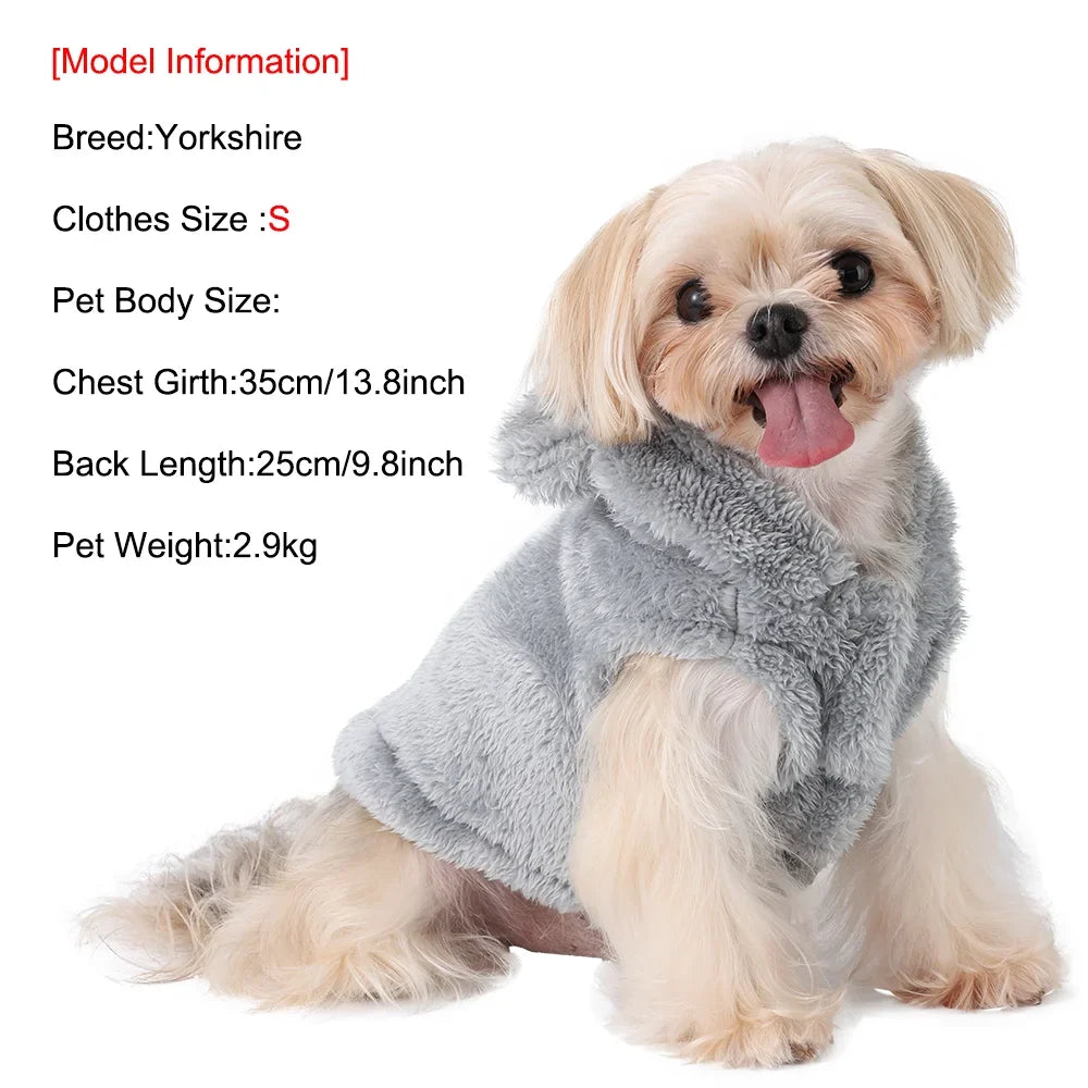 Cute Bear Ear Hooded Pet Sweater. Warm Fleece Puppy & Cat Winter Hoodie