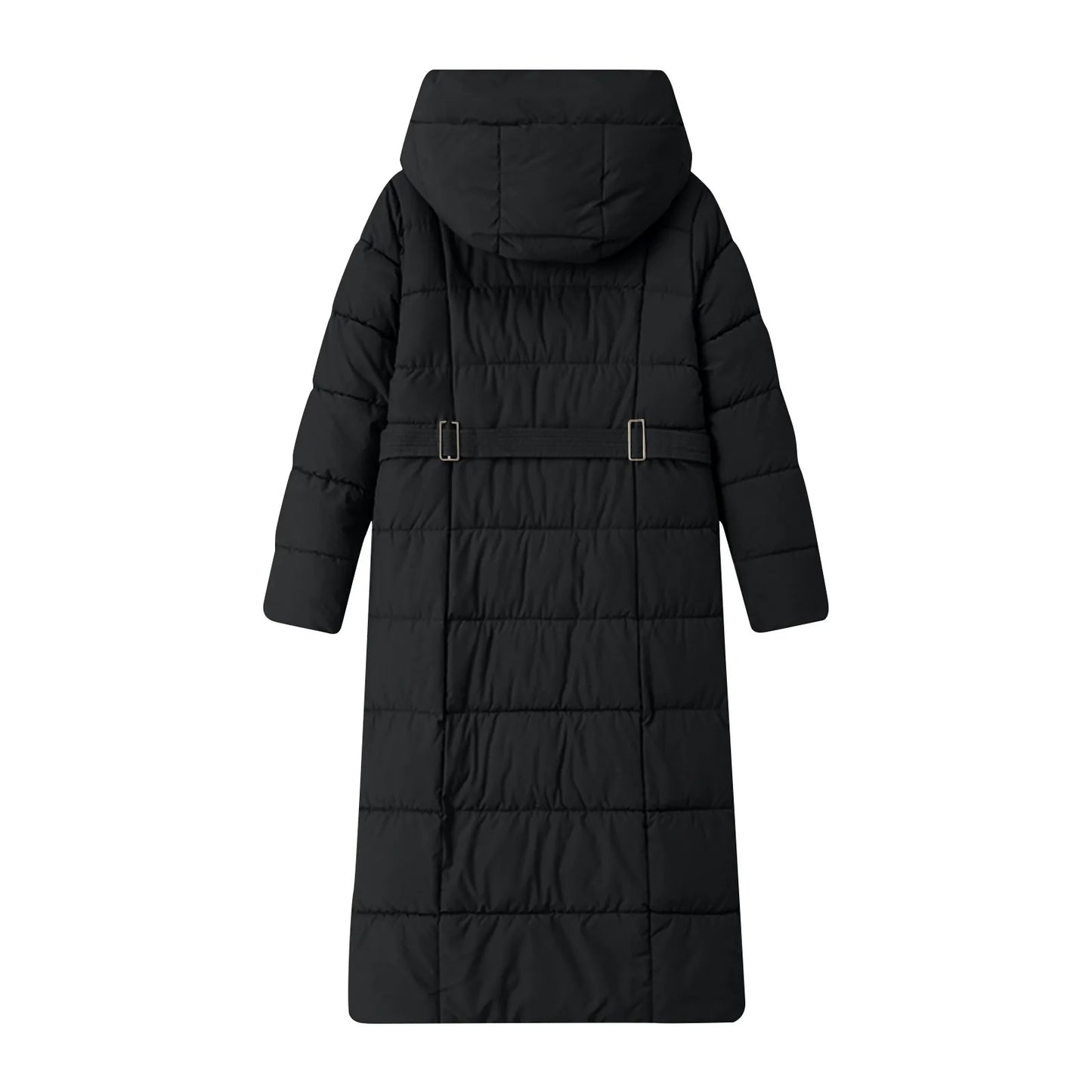 Black Winter Coat 2024 New Women's Thick Cotton Parka Jacket Korean Oversized Loose Hooded Coats Female Casual Long Overcoat