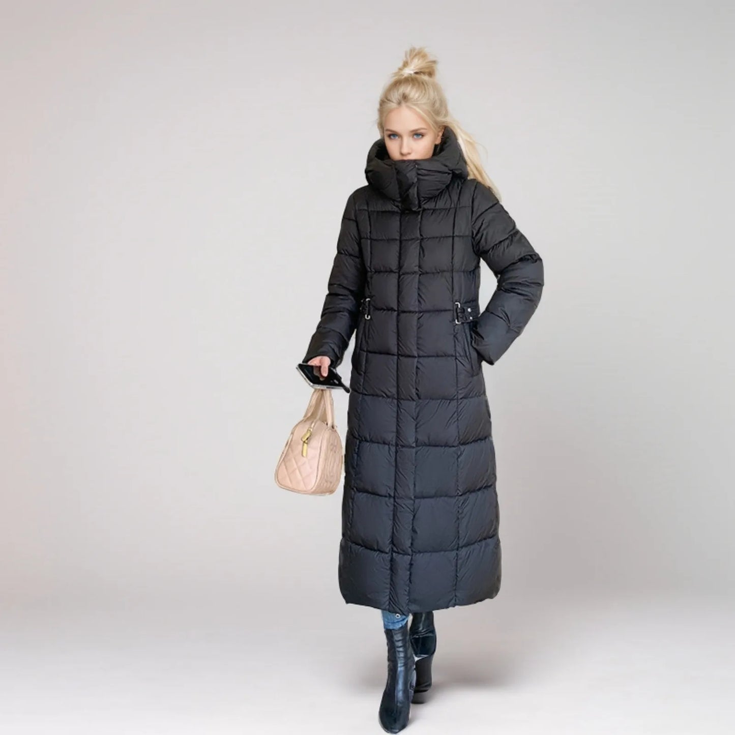Black Winter Coat 2024 New Women's Thick Cotton Parka Jacket Korean Oversized Loose Hooded Coats Female Casual Long Overcoat