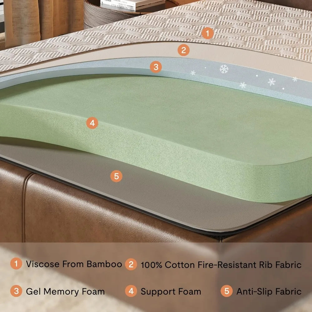 6'' Queen Size Cooling Gel Memory Foam Mattress, Viscose from Bamboo, Medium Firm, 10-Year Warranty, Mattress-in-A-Box, Certi-P