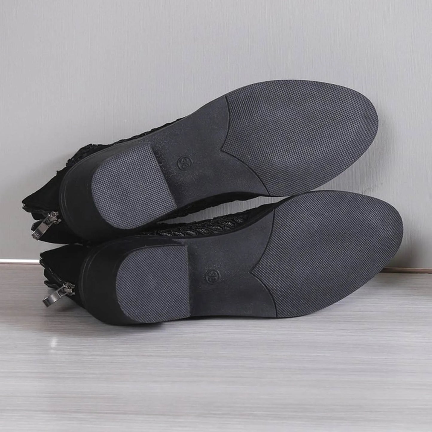 Women's Sandals Embroidery Fish Mouth Shoes Mid-Heel Large Size Women's Shoes Breathable Women's Shoes Lace Mesh High Heels