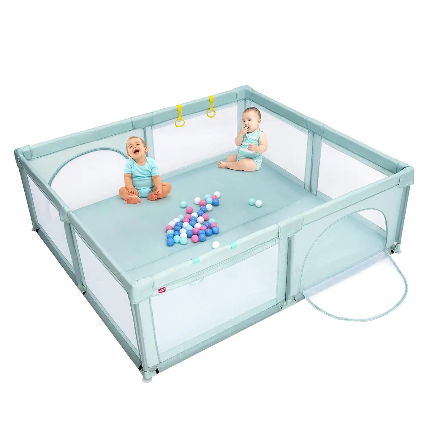 Playpen for Toddlers, Extra Large Playard Playpen for Toddlers Indoor & Outdoor with Ocean Balls, Non-Slip Suction Cups, Handleb