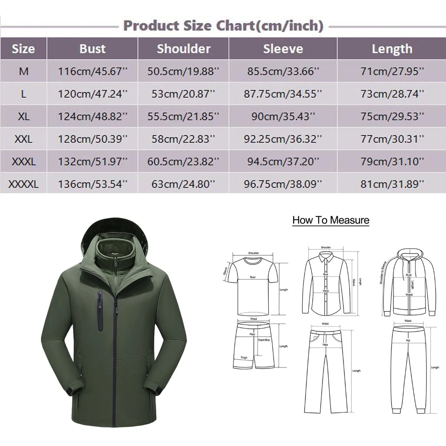 Men’s Heated Winter Jacket USB Thermal Hooded Outdoor Coat