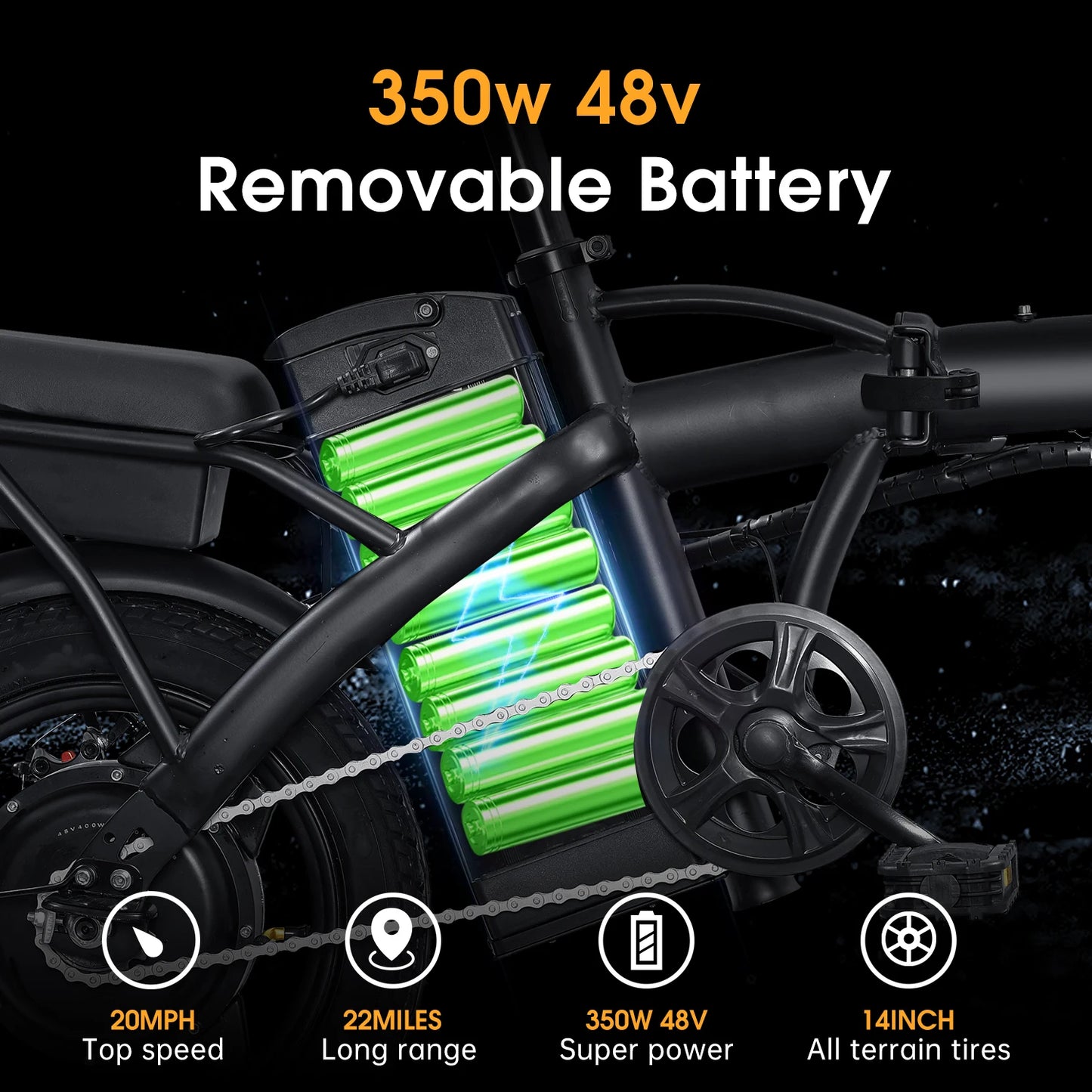 Folding Electric Bike for Adult With Basket 350W Foldable Electric Bicycle 48V 10.4AH Commuting Lightweight Cycling Escooter