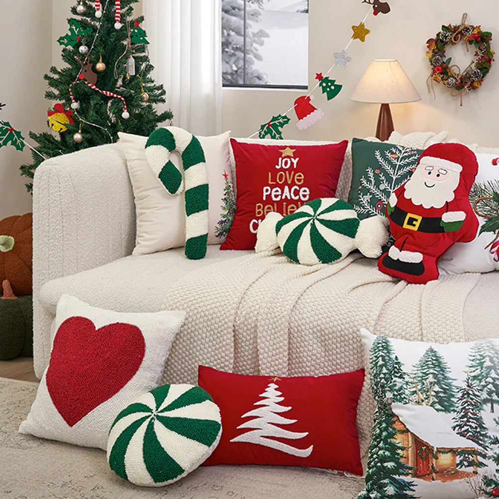 Christmas Plush Spiral Candy Shaped Pillow Festive Cushion