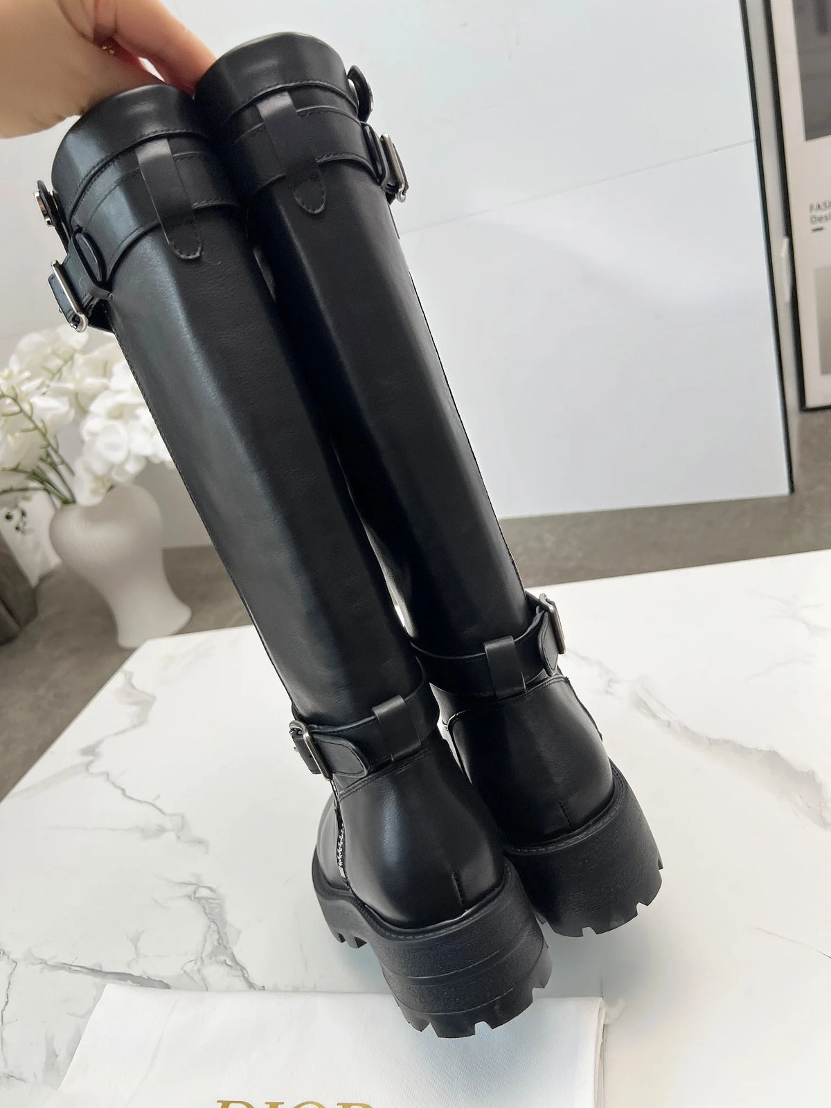 Women’s Multi-Buckle Knee-High Boots | Chunky Platform Side-Zip Boots