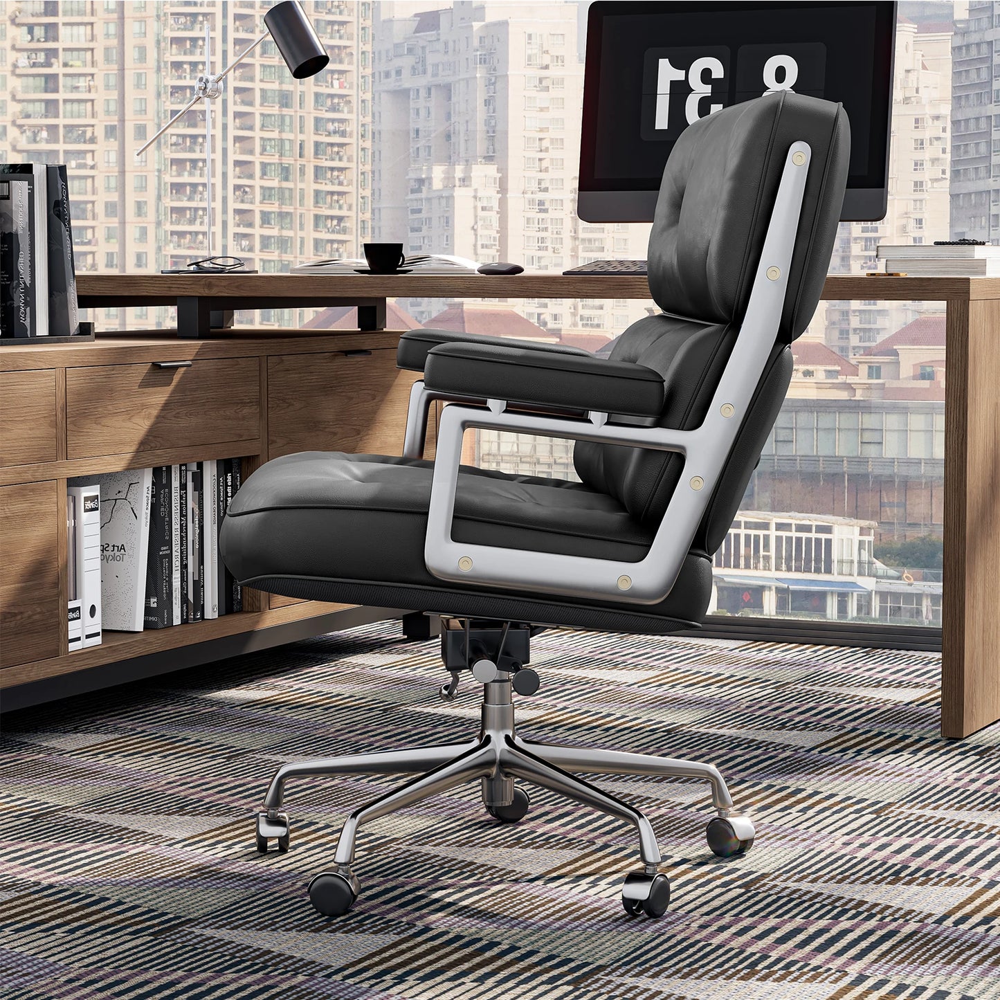Black Genuine Leather Office Chair Gaming Chair Computer Swivel Gamer Live Ergonomic Chair Home Bedroom Sofa Armchairs Furniture