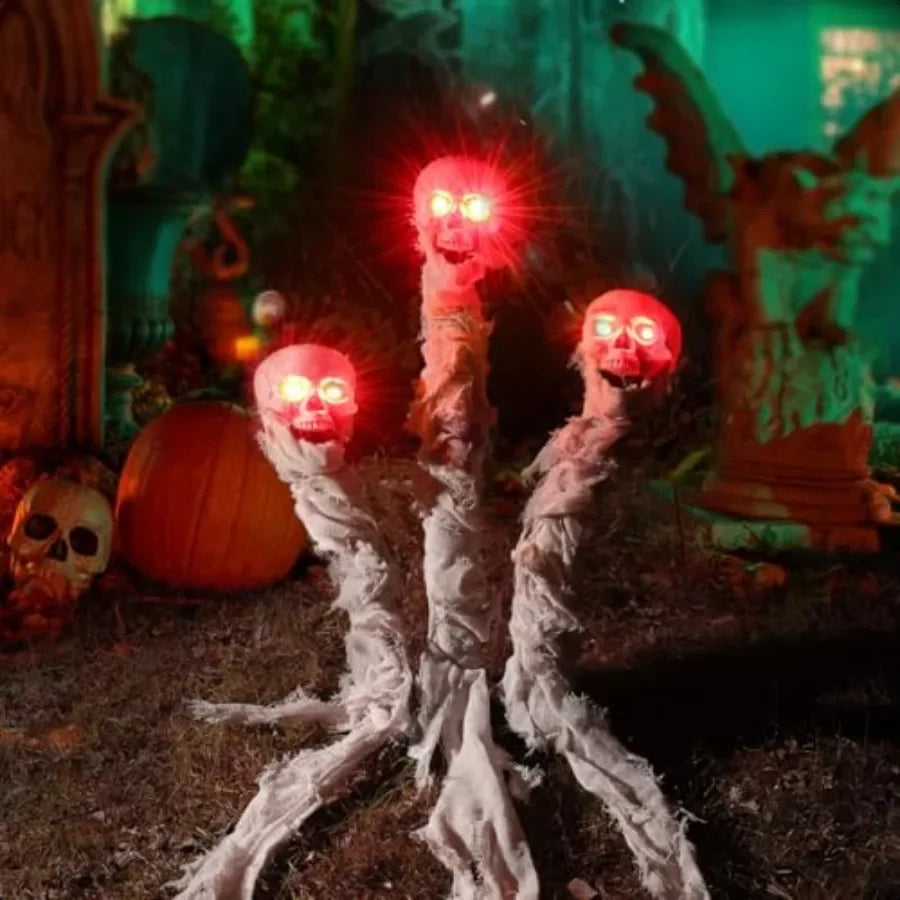Halloween Skull Yard Stakes 3 Pack Lighted Pathway Markers