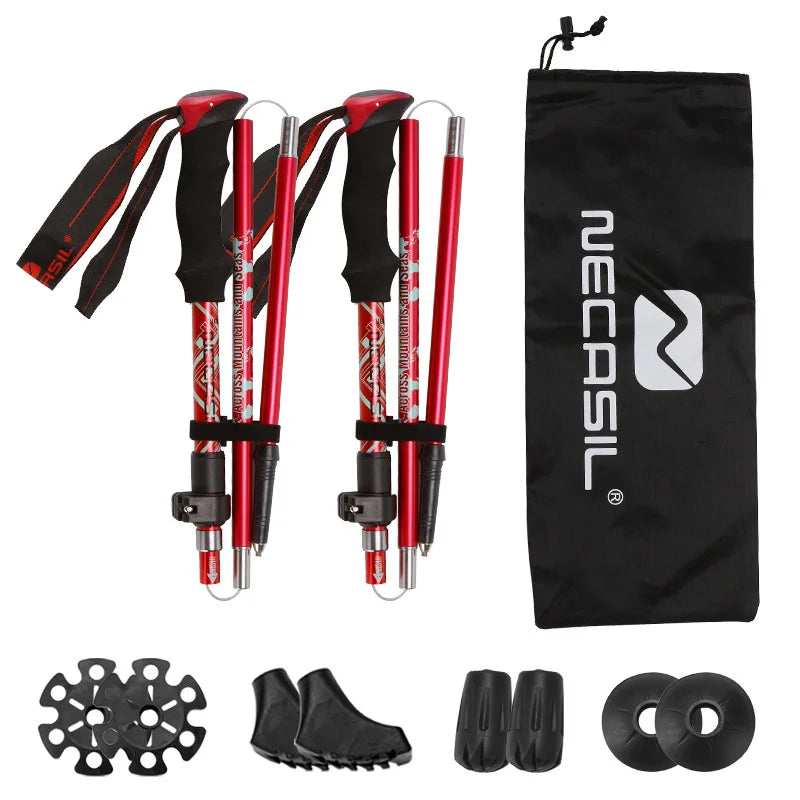 2PCS Ultralight Trekking Poles Set – Foldable Telescopic Nordic Walking Sticks for Hiking, Backpacking & Outdoor Adventures