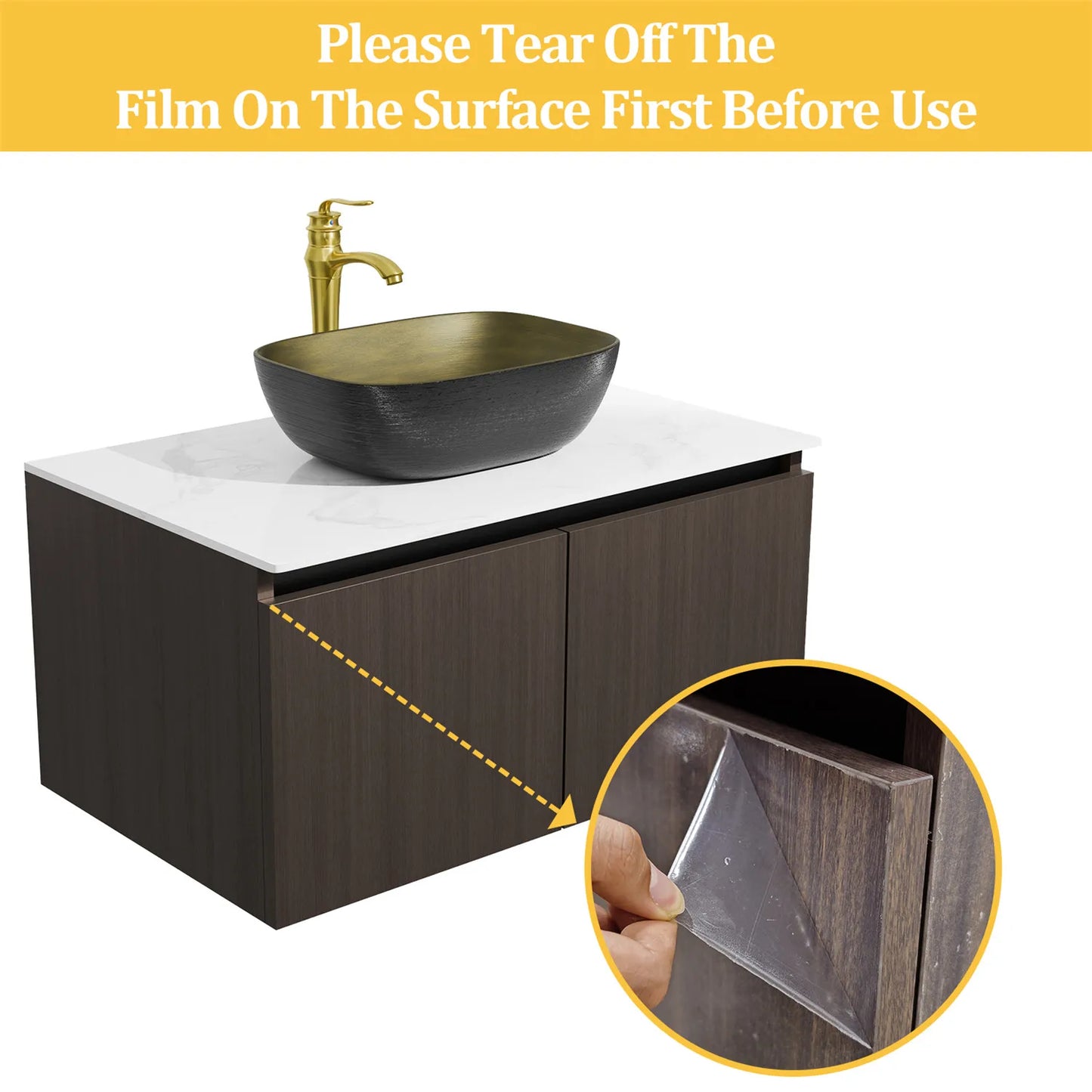 Floating Vanity Bathroom with Sink Combo, Wall Mounted Modern Vanity, Bathroom Cabinet Vanity with Sink Ceramic Basin Faucet