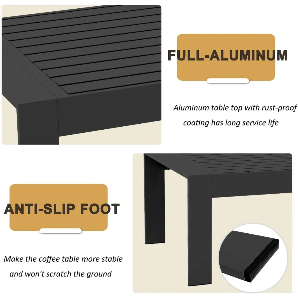 High quality-Outdoor Aluminum Furniture Set, 5 Pieces Patio Sectional Conversation Chat Sofa Modern Seating Set-Hot-Sell!