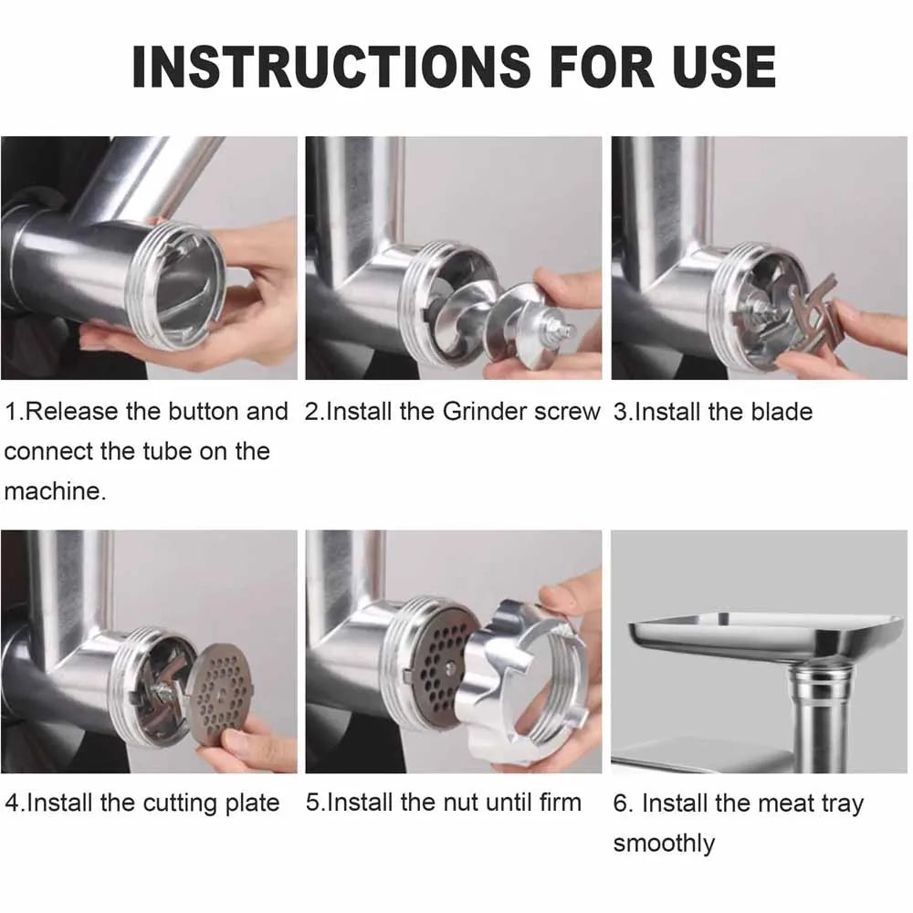 Heavy Duty 3000 Watts Powerful Meat Grinder Mincer Sausage Maker Filler Food Processors Kitchen Mincing Machine White
